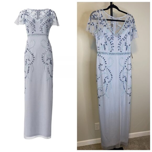 Papell Studio Dresses & Skirts - Papell Studio Embellished Sequined Long Dress Pale Blue